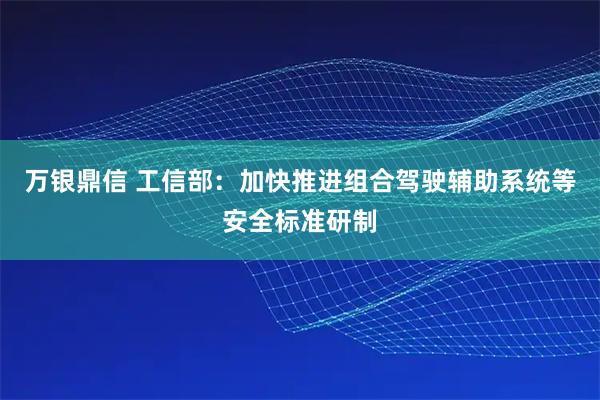 万银鼎信 工信部：加快推进组合驾驶辅助系统等安全标准研制