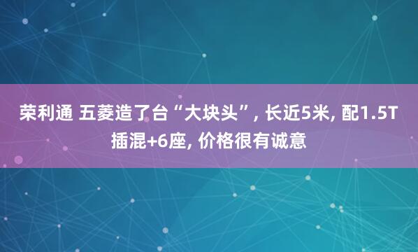 荣利通 五菱造了台“大块头”, 长近5米, 配1.5T插混+6座, 价格很有诚意